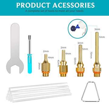 150 Watts Hot Glue Gun with 4 Copper Nozzles Temperature Adjustable Craft Repair Tool Professional Melting Glue Gun DIY Thermo Tool Include 10Pcs Highly Viscous Glue Sticks Luxury Set