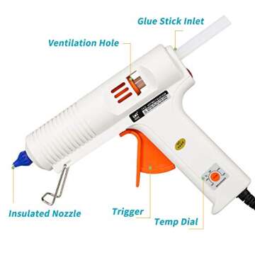 150 Watts Hot Glue Gun with 4 Copper Nozzles Temperature Adjustable Craft Repair Tool Professional Melting Glue Gun DIY Thermo Tool Include 10Pcs Highly Viscous Glue Sticks Luxury Set