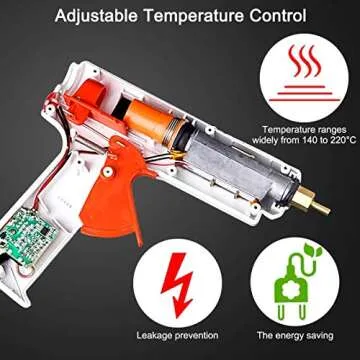 150 Watts Hot Glue Gun with 4 Copper Nozzles Temperature Adjustable Craft Repair Tool Professional Melting Glue Gun DIY Thermo Tool Include 10Pcs Highly Viscous Glue Sticks Luxury Set