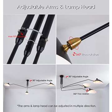 Mzithern Black Chandelier Elegant Ceiling Light for Home