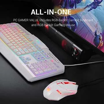 Redragon S101 Wired RGB Backlit Gaming Keyboard with Multimedia Keys Wrist Rest and Red Backlit Mous...