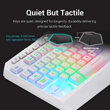 Redragon S101 Wired RGB Backlit Gaming Keyboard with Multimedia Keys Wrist Rest and Red Backlit Mouse Combo 3200 DPI for Windows PC Gamers (White)