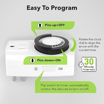 BN-LINK Mini Mechanical Timer For Home Automation - 2-Pack