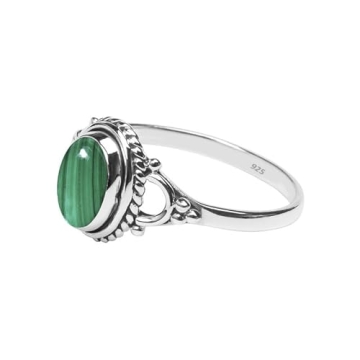 Malachite Stone Ring Sterling Silver Statement Ring for Women