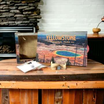 Yellowstone Grand Prismatic Spring - 500-Piece Wooden Jigsaw Puzzle - Artist-Signed, Eco-Friendly, M...