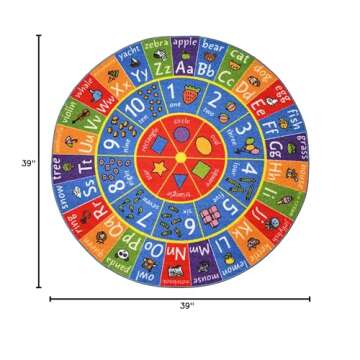 KC Cubs ABC Alphabet, Numbers and Shapes Educational Learning & Fun Game Play Area Non Slip Boy & Girl Kids Rug Carpet for Children Bedroom, Toddler Classroom & Baby Playroom Mat, Playtime Activity