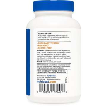 Nutricost Testosterone Support Complex - 1800mg Per Serving