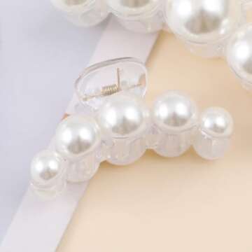6 Pack Large Pearl Claw Clips Hair Clips for Women Thick and Thin Hair, Multi-Styles Non-slip Strong Hold jaw clips