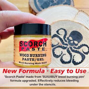 Scorch Paste - Wood Burning Paste, Wood Burning Gel for Crafting & Stencil Wood Burning, Accurately ...