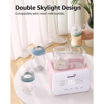 Baby Bottle Warmer, Gronwsy 8-in-1 Fast Milk Warmer with Timer Breastmilk or Formula, Fits 2 Bottles, Accurate Temperature Control, with Defrost, Sterili-zing, Keep, Heat Baby Food Jars Function