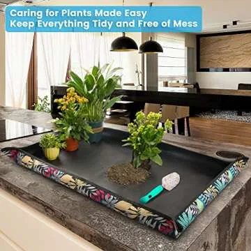 Onlysuki Extra Large Repotting Mat for Indoor Plants Transplanting and Dirt Control, Foldable Waterproof Succulent Potting Mat, Gardening Gifts for Plant Lovers (43.5"x29.5")