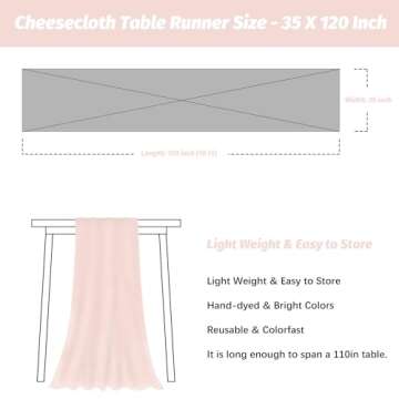 Nialnant 6 Pack Light Pink Cheesecloth Table Runner,10Ft Gauze Table Runners for Wedding Bridal Show...