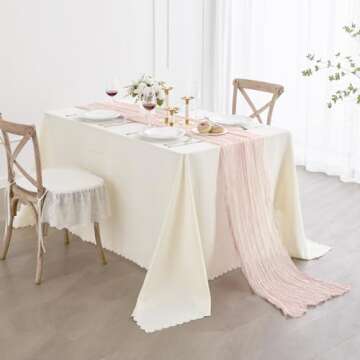 Nialnant 6 Pack Light Pink Cheesecloth Table Runner,10Ft Gauze Table Runners for Wedding Bridal Shower,Holiday Birthday Party,Easter Table Decoration
