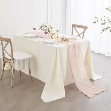 Nialnant 6 Pack Light Pink Cheesecloth Table Runner,10Ft Gauze Table Runners for Wedding Bridal Shower,Holiday Birthday Party,Easter Table Decoration