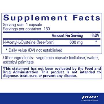 Pure Encapsulations NAC 600 mg - N-Acetyl Cysteine NAC Supplement for Lung Health & Immune Support, ...