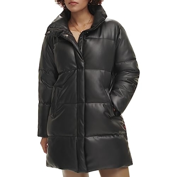 Levi's Women's Faux Leather Puffer Coat - Stylish & Weather-Ready