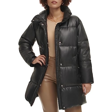 Levi's Women's Faux Leather Puffer Coat Stylish Weather-Ready