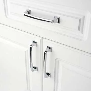 KOOFIZO Big Square Foot Cabinet Arch Pull - Chrome Furniture Handle, 5 Inch/128mm Screw Spacing, 10-Pack for Kitchen Cupboard Door, Bedroom Dresser Drawer, Bathroom Wardrobe Hardware