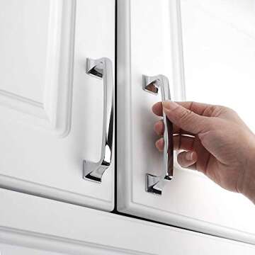 KOOFIZO Big Square Foot Cabinet Arch Pull - Chrome Furniture Handle, 5 Inch/128mm Screw Spacing, 10-Pack for Kitchen Cupboard Door, Bedroom Dresser Drawer, Bathroom Wardrobe Hardware