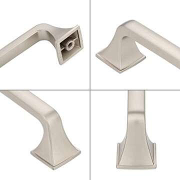 KOOFIZO Big Square Foot Cabinet Arch Pull - Chrome Furniture Handle, 5 Inch/128mm Screw Spacing, 10-Pack for Kitchen Cupboard Door, Bedroom Dresser Drawer, Bathroom Wardrobe Hardware