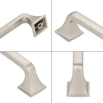 KOOFIZO Big Square Foot Cabinet Arch Pull - Chrome Furniture Handle, 5 Inch/128mm Screw Spacing, 10-Pack for Kitchen Cupboard Door, Bedroom Dresser Drawer, Bathroom Wardrobe Hardware