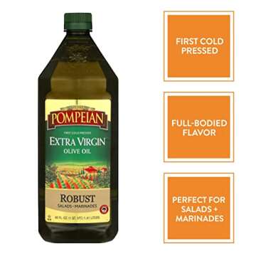 Pompeian Robust Extra Virgin Olive Oil, First Cold Pressed, Full-Bodied Flavor, Perfect for Salad Dr...