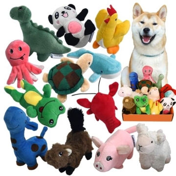 LEGEND SANDY Squeaky Plush Dog Toy Pack for Puppy, Small Stuffed Puppy Chew Toys 12 Dog Toys Bulk wi...