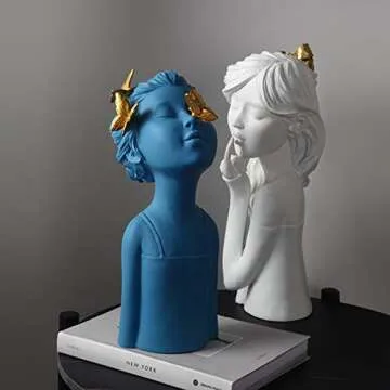 Ubrand Figurines Home Décor Environmental Resin Statue Modern and Creative Sculpture Art Gift Blue