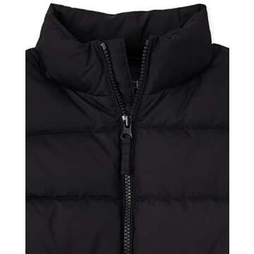 The Children's Place Boys' Medium Weight Puffer Jacket, Wind, Water-Resistant, Black, Large (10/12)