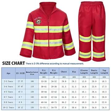 Kid's Fireman Firefighter Costume Toys with Complete Accessories for Boys and Girls Birthday Hallowe...