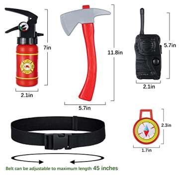Kid's Fireman Firefighter Costume Toys with Complete Accessories for Boys and Girls Birthday Halloween Party Dress Up Red 6-7 Years)