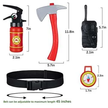 Kid's Fireman Firefighter Costume Toys with Complete Accessories for Boys and Girls Birthday Halloween Party Dress Up Red 6-7 Years)