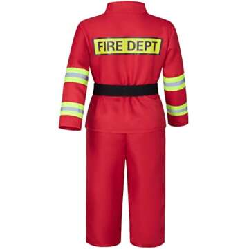 Kid's Fireman Firefighter Costume Toys with Complete Accessories for Boys and Girls Birthday Halloween Party Dress Up Red 6-7 Years)