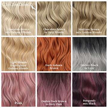 Sué Exquisite 4PCS Clip in Long Soft Glam Waves Thick Hairpieces 20 inches Platinum Blonde Highlighted Golden Brown Hair Extensions Synthetic Fiber Double Weft Hair for Women Full Head