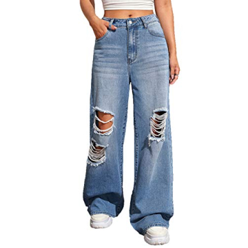 SweatyRocks Women's High Waist Ripped Denim Jeans - Comfort & Style