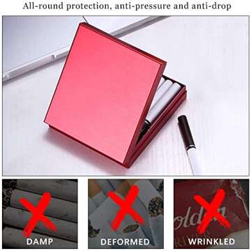XNKL Red Lightweight Aluminium Cigarette Case, Modern Elegance Holds 20 Cigarettes, Cigarette Protective Cover Box for Men Women(Size:109.52cm,Color:Red)