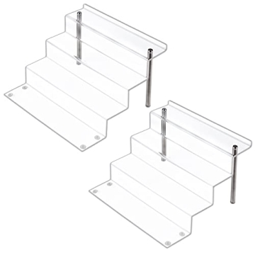 LileZbox Acrylic Display Risers Shelf for Pops Figures, Clear 4-Step Display Stand for Display Or Co...