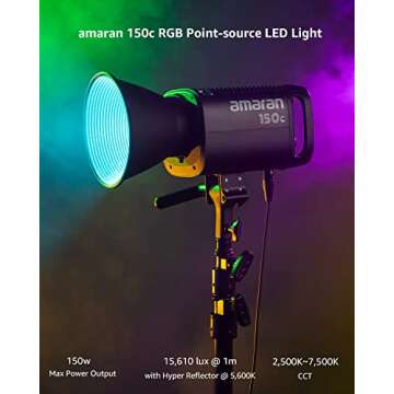 Aputure amaran 150c Video Light,RGB Studio Light 150W Output Bowens Mount Point-Source LED video lig...