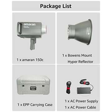 Aputure amaran 150c Video Light,RGB Studio Light 150W Output Bowens Mount Point-Source LED video light,15,610 lux @ 1m 2,500K ~7,500K CCT,APP Control 9 System FX Photography Lighting(amaran 150c Gray)