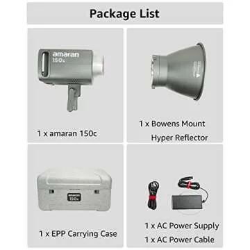 Aputure amaran 150c Video Light,RGB Studio Light 150W Output Bowens Mount Point-Source LED video light,15,610 lux @ 1m 2,500K ~7,500K CCT,APP Control 9 System FX Photography Lighting(amaran 150c Gray)