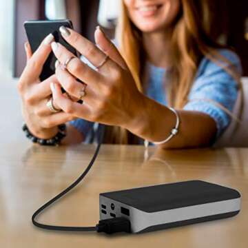 Aduro Portable Charger Power Bank 10,000mAh External Battery Pack Phone Charger for Cell Phones with Dual USB Ports for iPhone, iPad, Samsung Galaxy, Android, and USB Devices (Black/Grey)