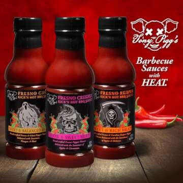 Tony Pigg's Kick'n Hot BBQ Sauce Variety Pack (3 pk, 19oz ea- Fresno Reaper, Ghost, Creeper)- Hand C...