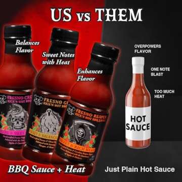 Tony Pigg's Kick'n Hot BBQ Sauce Variety Pack (3 pk, 19oz ea- Fresno Reaper, Ghost, Creeper)- Hand Crafted Barbecue Sauce w Fresh Pepper Heat -Great for Tailgating Ribs & Wings- Grilling Gift for Men