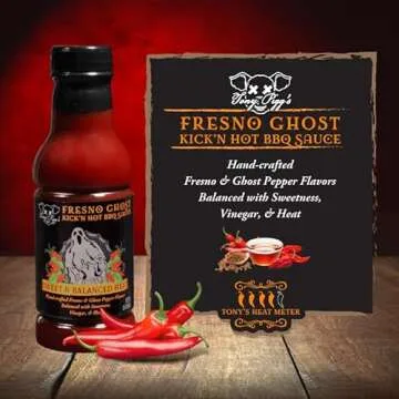 Tony Pigg's Kick'n Hot BBQ Sauce Variety Pack (3 pk, 19oz ea- Fresno Reaper, Ghost, Creeper)- Hand Crafted Barbecue Sauce w Fresh Pepper Heat -Great for Tailgating Ribs & Wings- Grilling Gift for Men