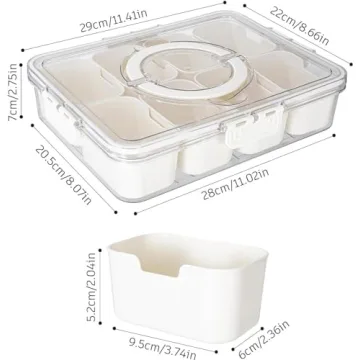 WACOI Snack Serving Tray with Lid and Handle - White