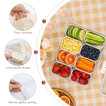 WACOI Snack Serving Tray with Lid and Handle - White