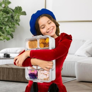 WACOI Snack Serving Tray with Lid and Handle - White