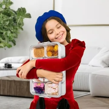 WACOI Snack Serving Tray with Lid and Handle - White