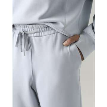 Colorfulkoala Women's High Waisted Ultra Soft Drawstring Modal Sweatpants Wide Leg Casual Lounge 29.5" Inseam Pants with Pockets(S, Faded Denim)