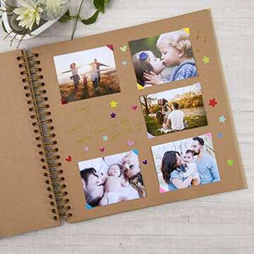 12 x 12 Inch Large DIY Scrapbook Photo Album with Window Design Cover 80 Pages Craft Paper Memory Book for Weeding Anniversary Travel and Baby (Brown)